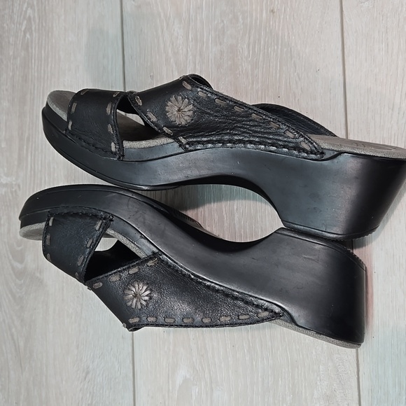 Dansko Women's Black Leather Slide Platform Sandals Shoes Sz 39/9 - Picture 10 of 15